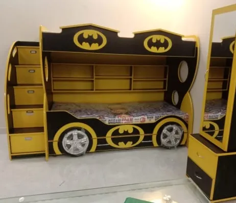 Black & Yellow Hero Bunk Bed with Mirror Unit