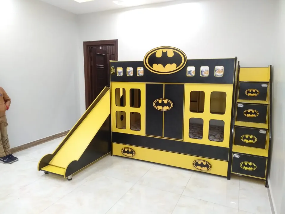 Black & Yellow Hero Bunk Bed with Slide