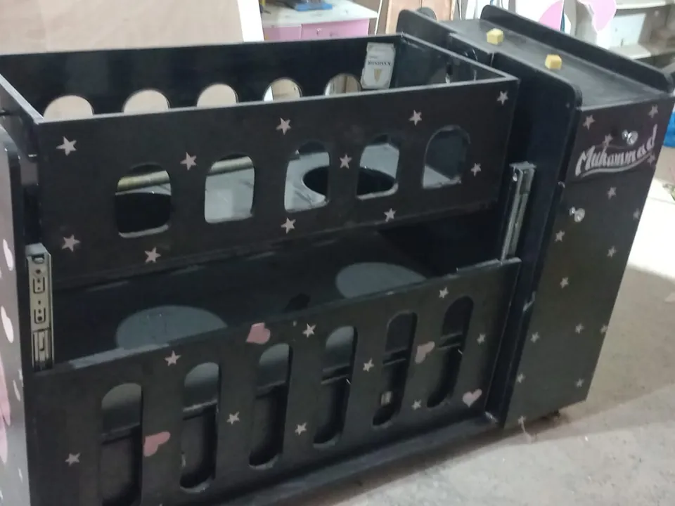 Black Baby Cot with Cut-Out Rails