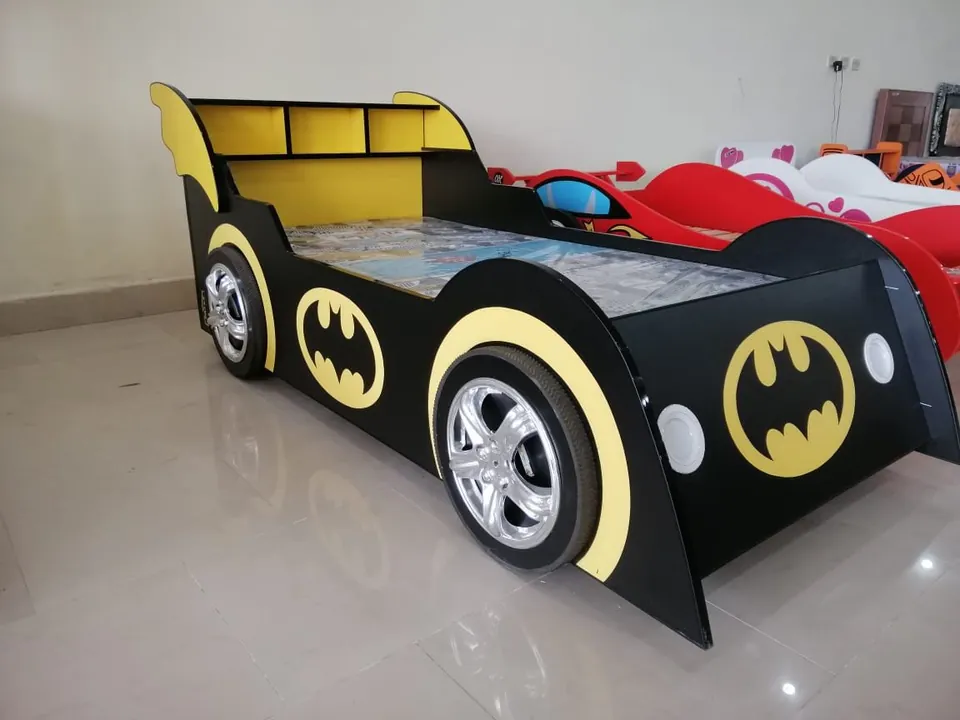 Black Car Bed with Yellow Details
