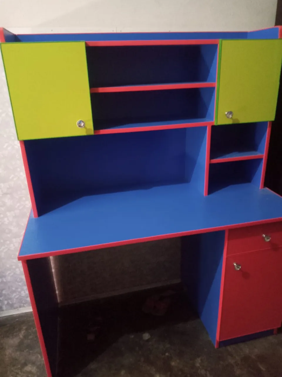 Blue, Green & Red Study Desk with Hutch