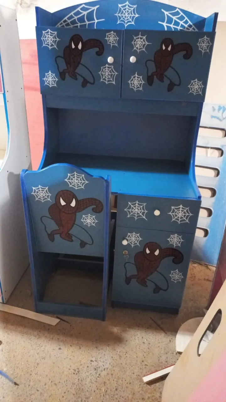Blue Study Desk with Hutch