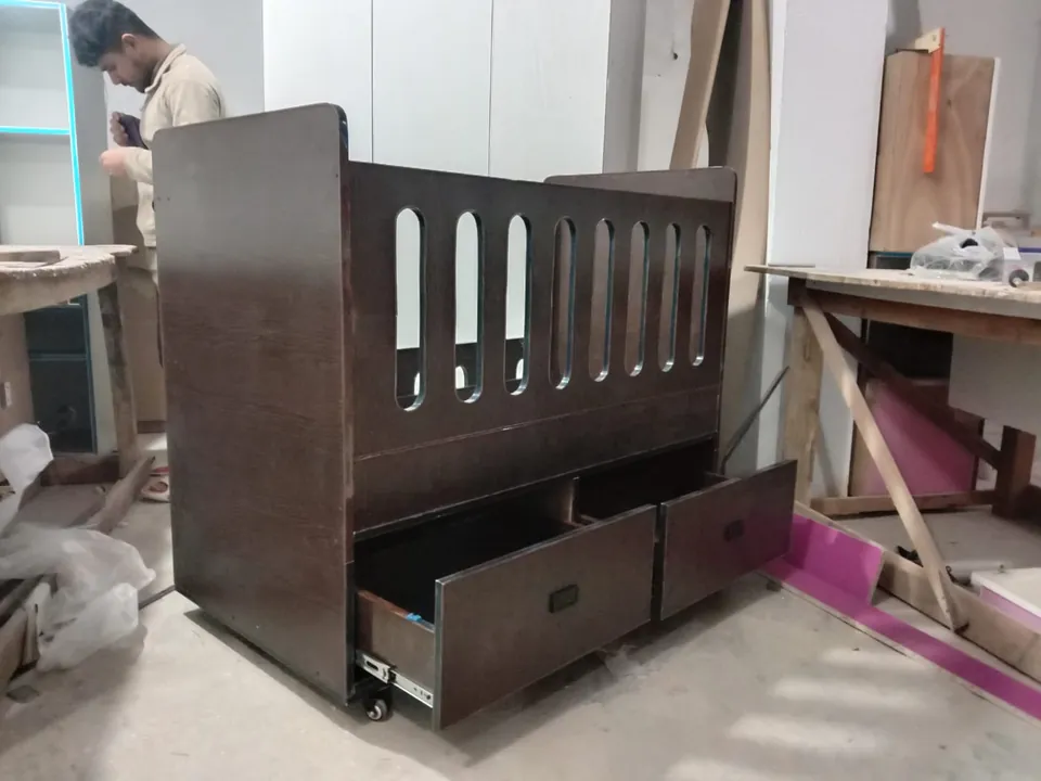Dark Brown Baby Cot with Two Large Drawers
