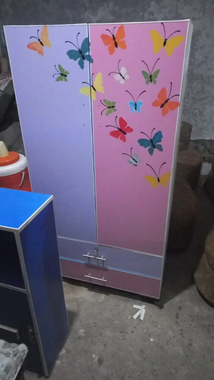 Lilac Wardrobe with Butterfly Artwork