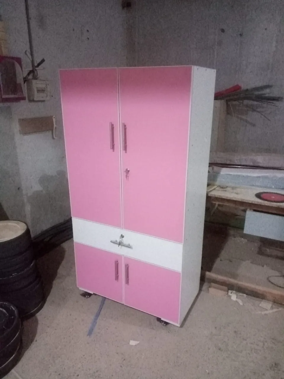 Pink & White Wardrobe with Drawer