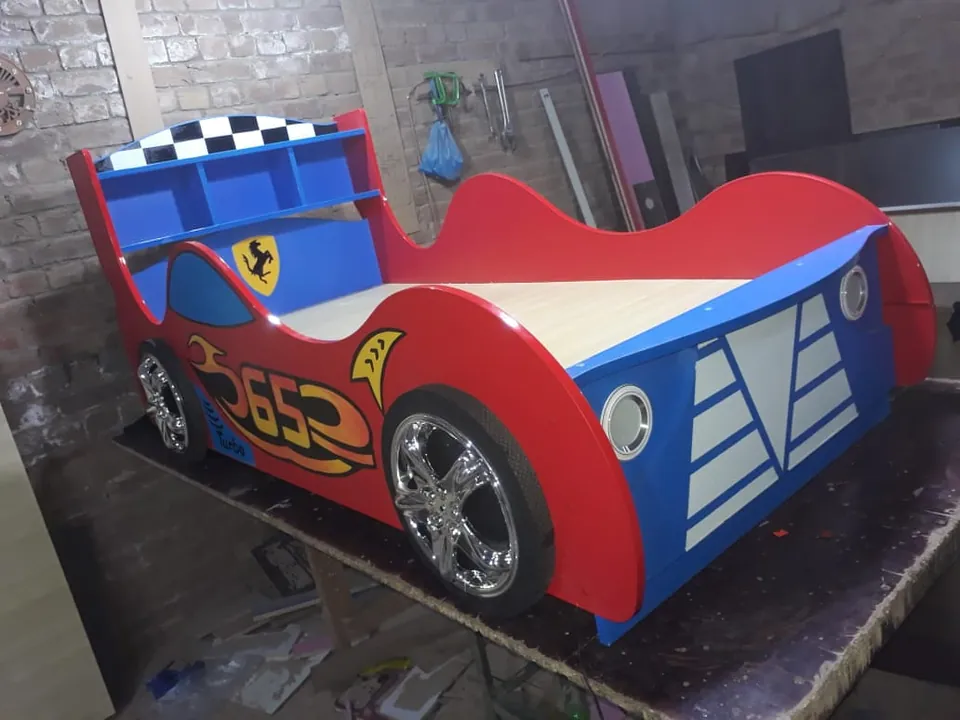 Red & Blue Racing Car Bed