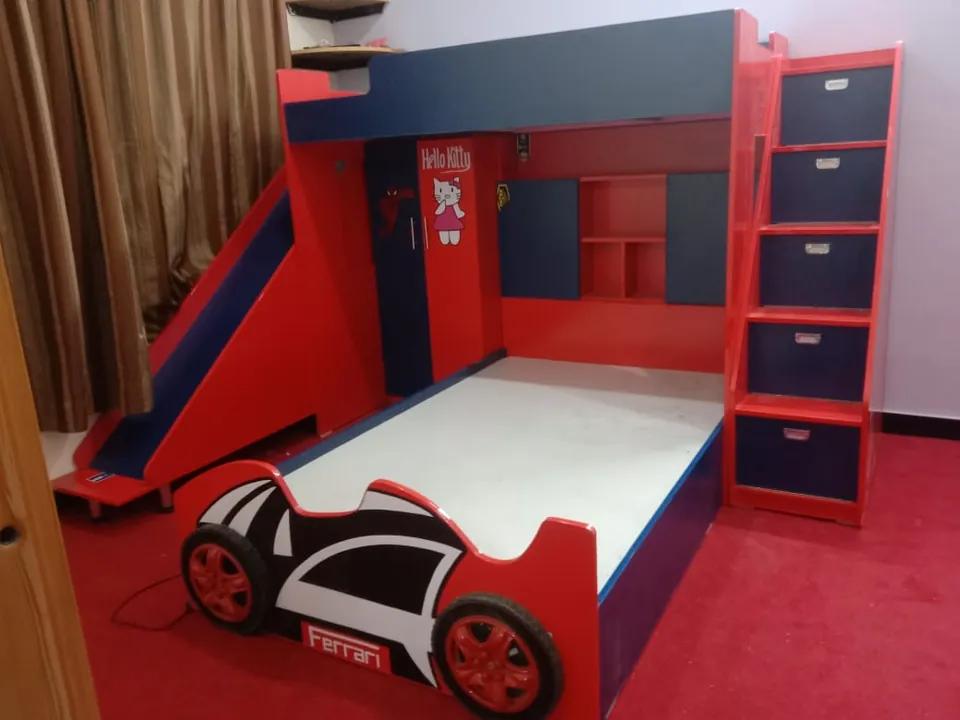 Red Racing Car Bunk Bed with Slide