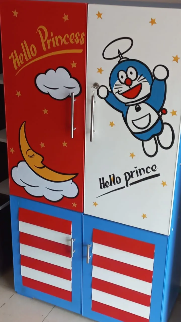 Red, White & Blue Wardrobe with Cartoon Artwork