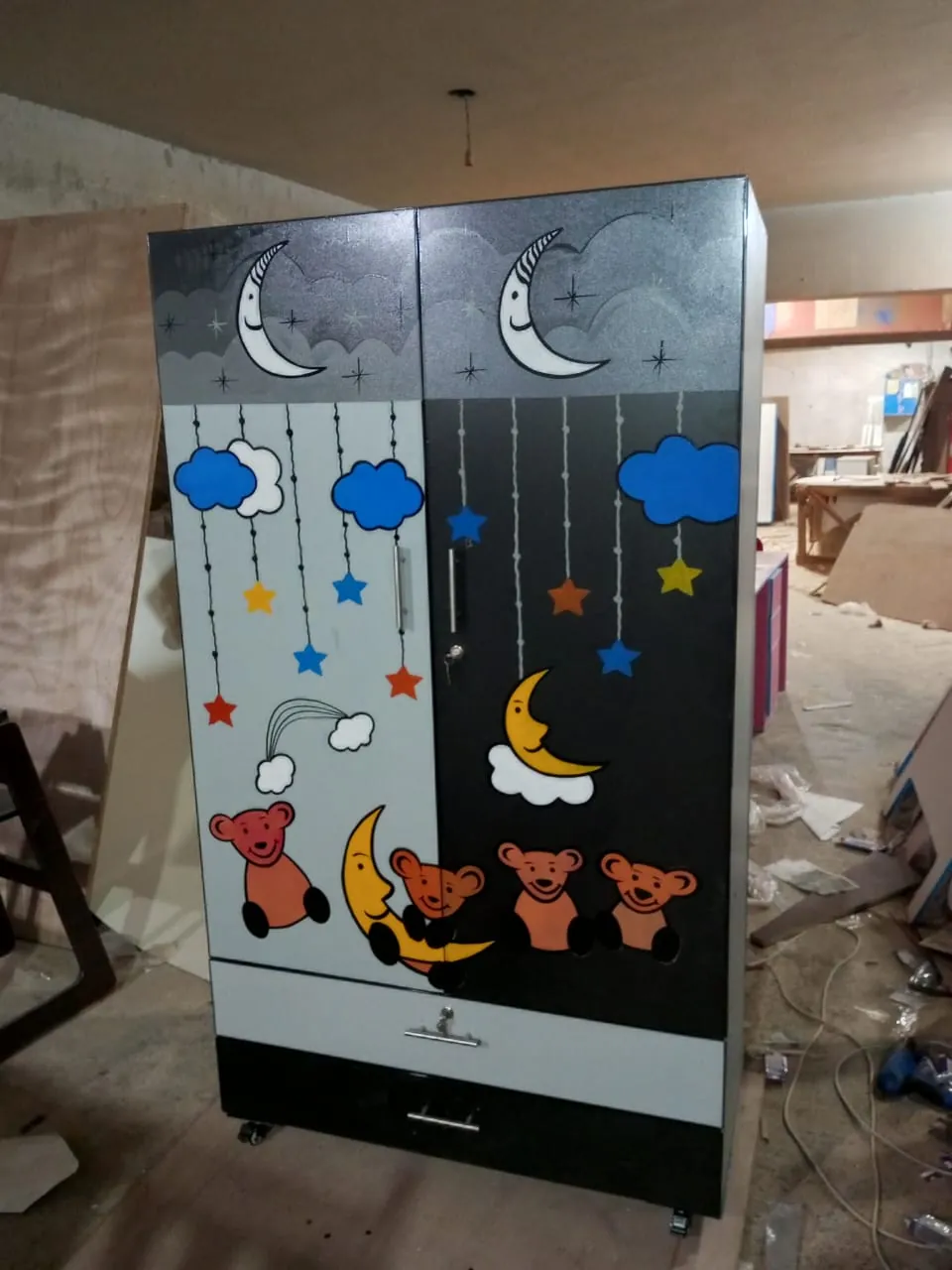 Wardrobe with Moon & Teddy Artwork