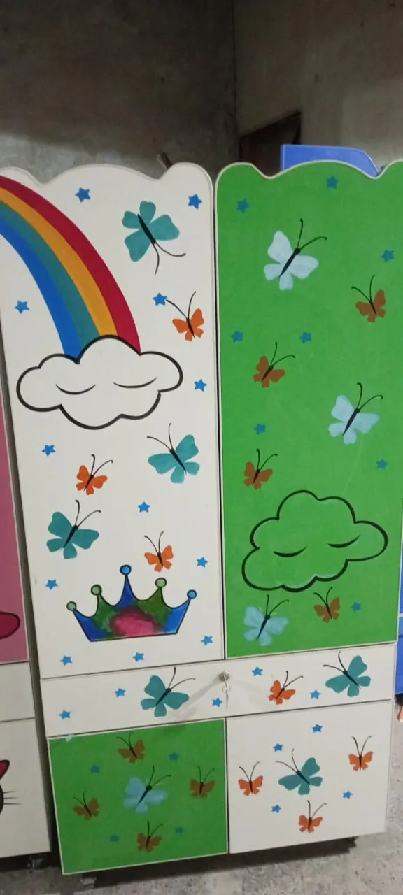 Wardrobe with Rainbow & Butterfly Artwork