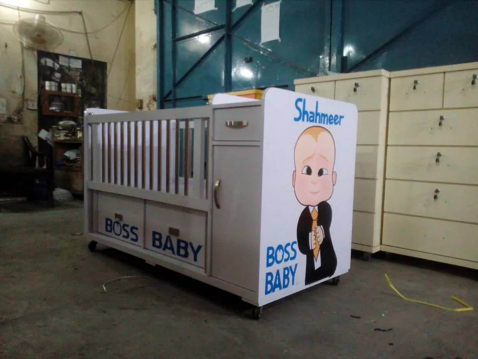 White Baby Cot with Character Panel