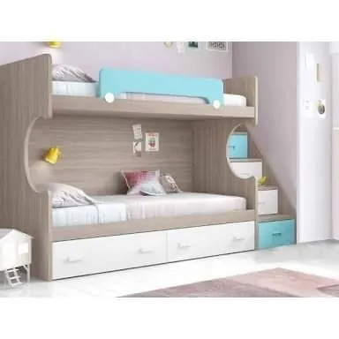 Wood-Tone Bunk Bed with Storage