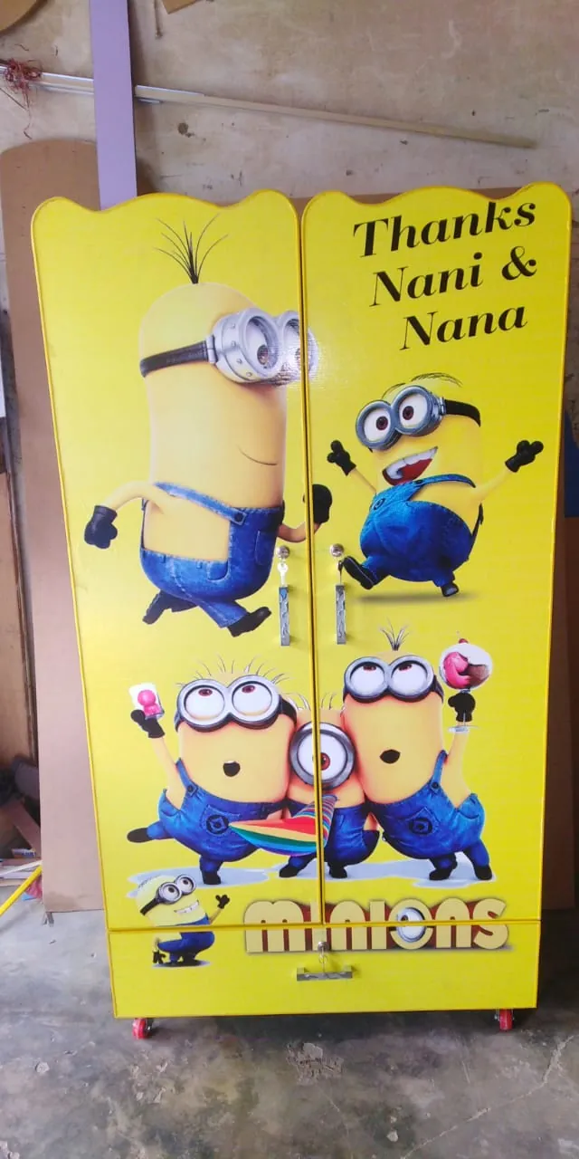 Yellow Wardrobe with Cartoon Character Print